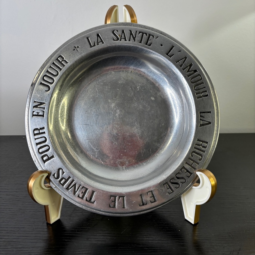 Wilton Colombia USA Pewter 9” Wine Bottle Coaster With Embedded Lettering